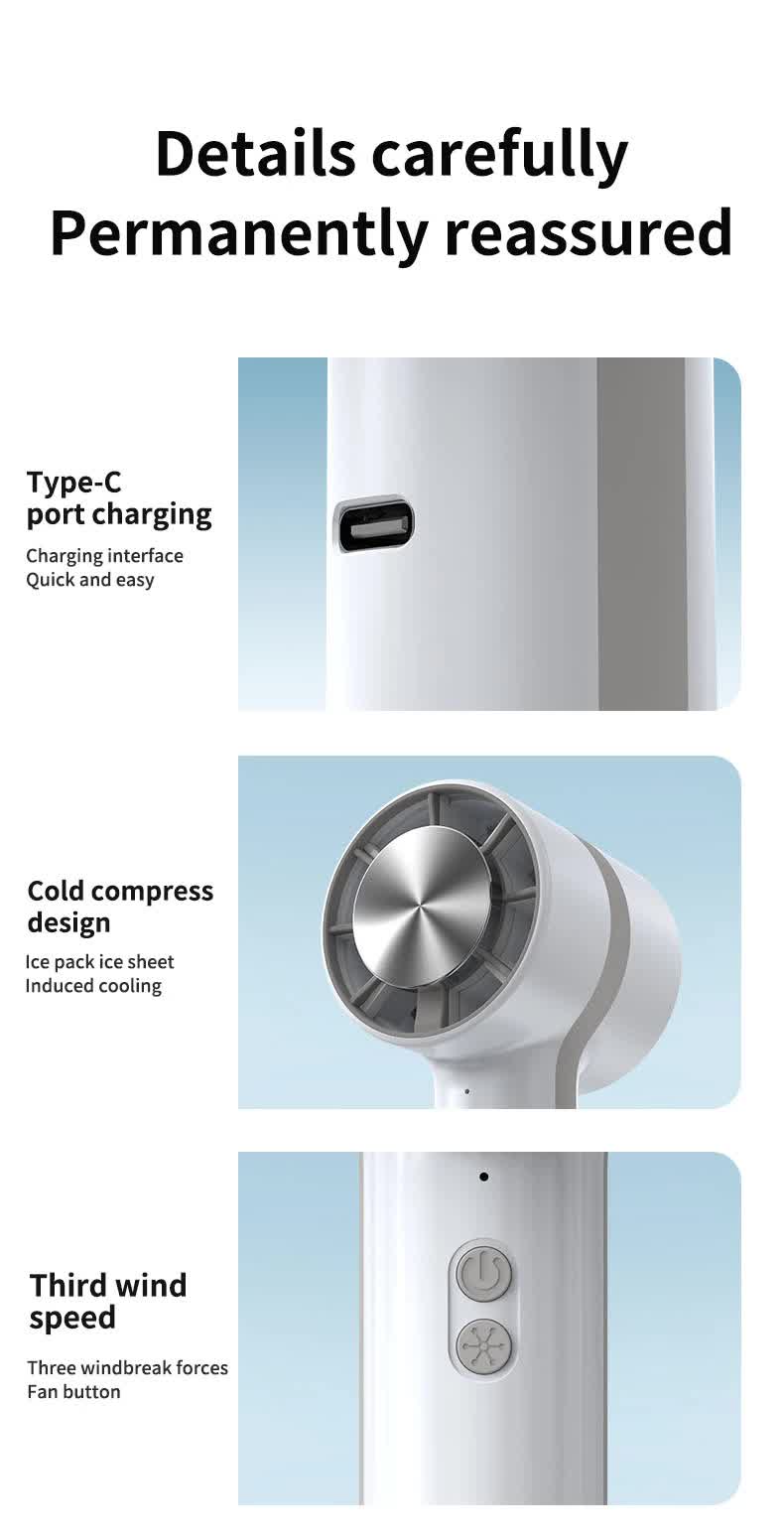 NNEDSZ White Outdoor Handheld Cooling Fan – Mini Macaron Portable Desk Fan with Carabiner, Ideal for Home, Travel, and Hiking